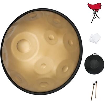 GLADFRESIT Tambour à main de 55,9 cm avec support, valise, baguettes résistantes et chiffon anti-poussière (or 11 notes, 432 Hz) GLADFRESIT Tambour à main de 55,9 cm avec support, valise, baguettes résistantes et chiffon anti-poussière (or 11 notes, 432 Hz)