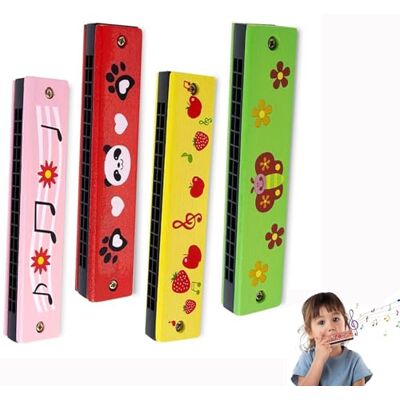 Bessy shop Harmonica pour enfants, 4 styles d'harmonica léger avec double rangée de 16 trous, harmonica éducatif pour débutants, étudiants, cadeaux musicaux pour enfants Bessy shop Harmonica pour enfants, 4 styles d'harmonica léger avec double rangée de 16 trous, harmonica éducatif pour débutants, étudiants, cadeaux musicaux pour enfants