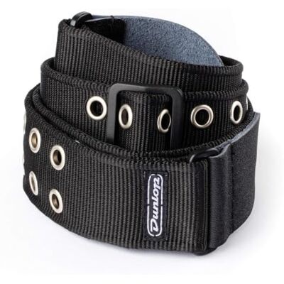 Dunlop Sangle de guitare avec œillets Noir Dunlop Sangle de guitare avec œillets Noir