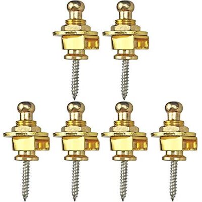 POFET Lot de 6 verrous de sangle de guitare anti-décapage pour sangle de guitare et basse Doré POFET Lot de 6 verrous de sangle de guitare anti-décapage pour sangle de guitare et basse Doré