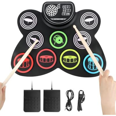 talifoca Batterie électronique pour adultes et enfants – Instrument de musique professionnel avec écouteurs, lumières et effets sonores – Idéal pour les débutants et les experts talifoca Batterie électronique pour adultes et enfants – Instrument de musique professionnel avec écouteurs, lumières et effets sonores – Idéal pour les débutants et les experts