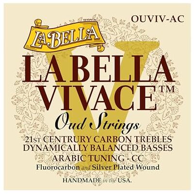 La Bella Jeu de 11 cordes Vivace Oud OUVIV-AC Arabic Tuning Pour oud Fluorocarbone/Silver Plated Wound La Bella Jeu de 11 cordes Vivace Oud OUVIV-AC Arabic Tuning Pour oud Fluorocarbone/Silver Plated Wound