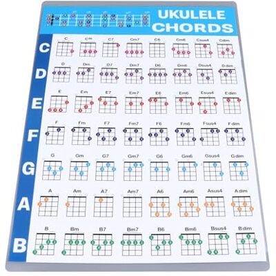 BROLEO Tableau d'accords de ukulélé Poster d'accords de ukulélé Guide de référence léger et professionnel facile à apprendre pour les joueurs (S) BROLEO Tableau d'accords de ukulélé Poster d'accords de ukulélé Guide de référence léger et professionnel facile à apprendre pour les joueurs (S)