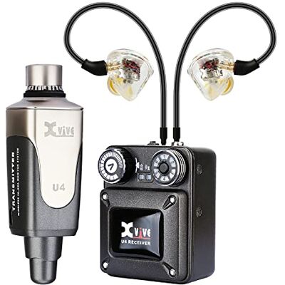 Xvive Système de moniteur auriculaire sans fil avec écouteurs et étui Xvive Système de moniteur auriculaire sans fil avec écouteurs et étui