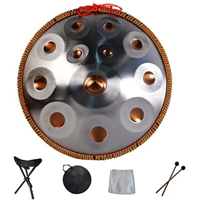 RongJ Harmonique Handpan Tambour à main 9, 10, 12, 14 notes, instrument de percussion professionnel en acier avec sac de voyage, corde décorative et maillets pour la méditation, le yoga zen RongJ Harmonique Handpan Tambour à main 9, 10, 12, 14 notes, instrument de percussion professionnel en acier avec sac de voyage, corde décorative et maillets pour la méditation, le yoga zen