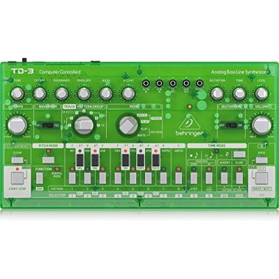 Behringer TD-3-LM Synthétiseur de ligne de basse analogique avec VCO, VCF, séquenceur 16 pas, effets de distorsion et chaîne poly 16 voix, compatible PC et Mac Behringer TD-3-LM Synthétiseur de ligne de basse analogique avec VCO, VCF, séquenceur 16 pas, effets de distorsion et chaîne poly 16 voix, compatible PC et Mac