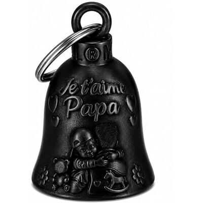 MOCY BELL Clochette Moto Je t'aime Papa Noire Titane Sois Prudent Papa Motard Clochette Porte-Bonheur Acier Inoxydable 316L MOCY BELL Clochette Moto Je t'aime Papa Noire Titane Sois Prudent Papa Motard Clochette Porte-Bonheur Acier Inoxydable 316L