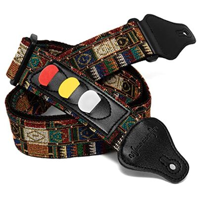 World Rhythm Sangle de guitare Style aztèque World Rhythm Sangle de guitare Style aztèque
