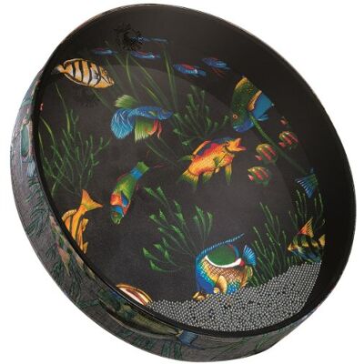 REMO World Percussion Ocean Drum 22" x 2.5" Cadre Acousticon, Billes d'acier, Graphique de poisson Effet de vague océanique, Convient pour la thérapie sonore et les enfants ET-0222-10 REMO World Percussion Ocean Drum 22" x 2.5" Cadre Acousticon, Billes d'acier, Graphique de poisson Effet de vague océanique, Convient pour la thérapie sonore et les enfants ET-0222-10