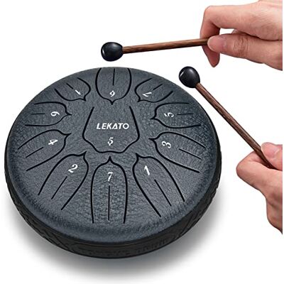 LEKATO Tongue Drum à 6 Pouces 11 Tons ,Tambour Handpan, Mini Instrument à Percussion en Acier de Tambour à Main, Idéal Pour le pour la méditation, le yoga, l'éducation musicale, Bleu LEKATO Tongue Drum à 6 Pouces 11 Tons ,Tambour Handpan, Mini Instrument à Percussion en Acier de Tambour à Main, Idéal Pour le pour la méditation, le yoga, l'éducation musicale, Bleu