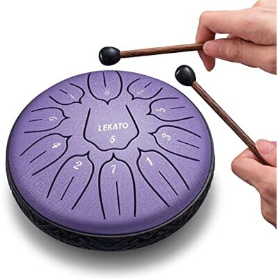 LEKATO Tongue Drum à 6 Pouces 11 Tons ,Tambour Handpan, Mini Instrument à Percussion en Acier de Tambour à Main, Idéal Pour le pour la méditation, le yoga, l'éducation musicale, Violet LEKATO Tongue Drum à 6 Pouces 11 Tons ,Tambour Handpan, Mini Instrument à Percussion en Acier de Tambour à Main, Idéal Pour le pour la méditation, le yoga, l'éducation musicale, Violet