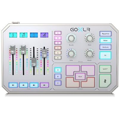 TC Helicon GoXLR-WH Plate-forme de diffusion en ligne révolutionnaire avec mélangeur 4 canaux, fondus motorisés, carte son et effets vocaux TC Helicon GoXLR-WH Plate-forme de diffusion en ligne révolutionnaire avec mélangeur 4 canaux, fondus motorisés, carte son et effets vocaux