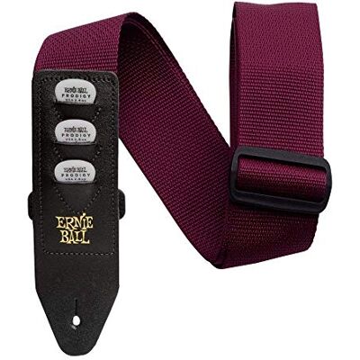 Ernie Ball Sangle de guitare en polypropylène avec porte-médiator, bordeaux (P04688) Ernie Ball Sangle de guitare en polypropylène avec porte-médiator, bordeaux (P04688)