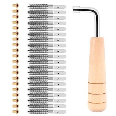 Iunipusy Lyre Harpe Lot de 40 clous d'accordage de qualité supérieure avec rivets et clé d'accordage en forme de L Pour instruments de musique tels que planche à hacher, cither et clavecin Iunipusy Lyre Harpe Lot de 40 clous d'accordage de qualité supérieure avec rivets et clé d'accordage en forme de L Pour instruments de musique tels que planche à hacher, cither et clavecin