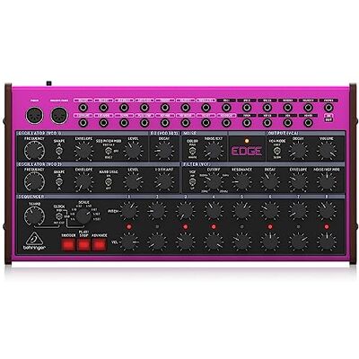 Behringer EDGE Synthétiseur à percussion analogique semi-modulaire avec 2 oscillateurs, filtre multimode, double séquenceur à 8 étapes et chaîne poly 16 voix Behringer EDGE Synthétiseur à percussion analogique semi-modulaire avec 2 oscillateurs, filtre multimode, double séquenceur à 8 étapes et chaîne poly 16 voix
