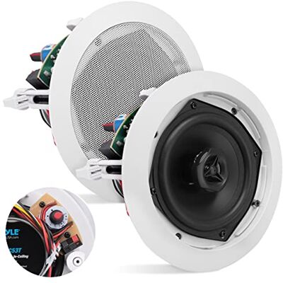 Pyle Ceiling Mount Speaker 5.25” 300W Peak 2-Way 70V Transformer for Commercial Restaurant Audio, Surround Sound, Flush Design In-Wall Installation PDIC53T 1pc (White) Pyle Ceiling Mount Speaker 5.25” 300W Peak 2-Way 70V Transformer for Commercial Restaurant Audio, Surround Sound, Flush Design In-Wall Installation PDIC53T 1pc (White)