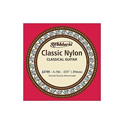 D'Addario Corde d'étude seule en nylon pour guitare classique J2705, Normal, cinquième corde D'Addario Corde d'étude seule en nylon pour guitare classique J2705, Normal, cinquième corde