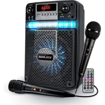 KoolStar Enceinte BROZY08 Karaoké Party 400W Batterie avec 2 Microphones à LED + Application Smartphone USB/Bluetooth KoolStar Enceinte BROZY08 Karaoké Party 400W Batterie avec 2 Microphones à LED + Application Smartphone USB/Bluetooth