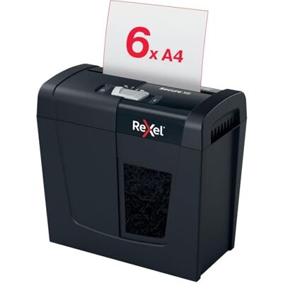 Rexel 2020122 Secure X6 Destructeur de Documents Coupe Croisée Sécurité P4, Capacité 7-6 Feuilles (70-80 g/m²), Corbeille 10 litres Amovible Rexel 2020122 Secure X6 Destructeur de Documents Coupe Croisée Sécurité P4, Capacité 7-6 Feuilles (70-80 g/m²), Corbeille 10 litres Amovible