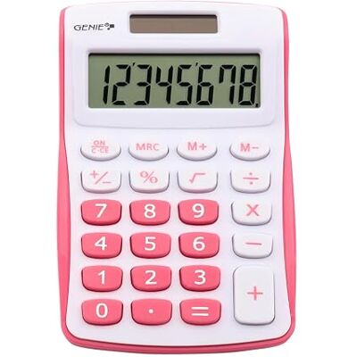 Genie Calculatrice 120 P Rose Dual Power 8 chiffres Calculatrice de racine Genie Calculatrice 120 P Rose Dual Power 8 chiffres Calculatrice de racine