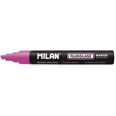 MILAN ® Boîte de 12 marqueurs pour verre Fluoglass pointe biseautée rose MILAN ® Boîte de 12 marqueurs pour verre Fluoglass pointe biseautée rose