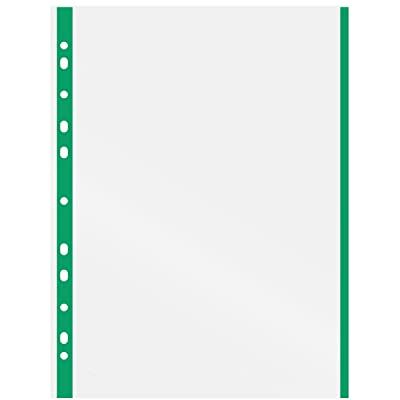Grafoplás 5501020 Boîte de 100 pochettes transparentes multiperforées, A4, vert, 11 perforations, polypropylène extra verre, pour classeur, anneaux Grafoplás 5501020 Boîte de 100 pochettes transparentes multiperforées, A4, vert, 11 perforations, polypropylène extra verre, pour classeur, anneaux