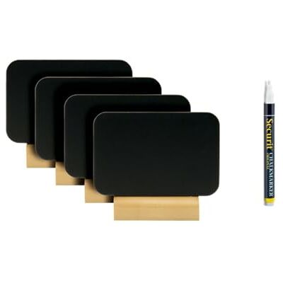SECURIT Lot de 4 Silhouettes Mini Ardoise ''Rectangle''- Socle en Bois Feutre-craie Inclus SECURIT Lot de 4 Silhouettes Mini Ardoise ''Rectangle''- Socle en Bois Feutre-craie Inclus