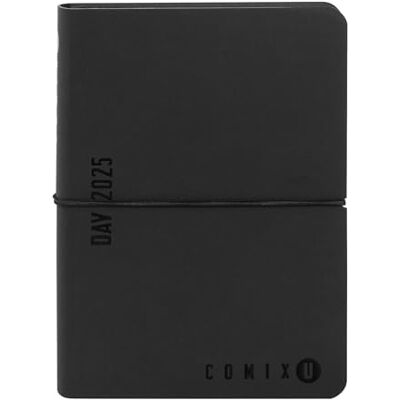 COMIX U, Mini Agenda journalier 2025 12 mois, avec calendrier, planificateur, espace pour notes et notes 11 x 15,3 h, noir COMIX U, Mini Agenda journalier 2025 12 mois, avec calendrier, planificateur, espace pour notes et notes 11 x 15,3 h, noir
