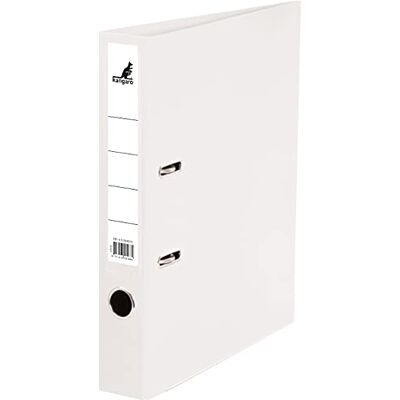 Kangaro Classeur en plastique PP Dos de 5 cm Format A4 Couleur : blanc (classeur à anneaux, classeur à lettres) Kangaro Classeur en plastique PP Dos de 5 cm Format A4 Couleur : blanc (classeur à anneaux, classeur à lettres)