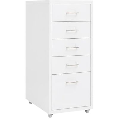 vidaXL Classeur mobile Blanc 28x41x69 cm Métal vidaXL Classeur mobile Blanc 28x41x69 cm Métal
