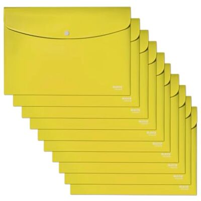 Leitz Recycle 46780015 Pochette porte-documents avec fermeture à bouton pour feuilles A4, capacité de 60 feuilles, plastique polypropylène 100% recyclable, jaune Leitz Recycle 46780015 Pochette porte-documents avec fermeture à bouton pour feuilles A4, capacité de 60 feuilles, plastique polypropylène 100% recyclable, jaune