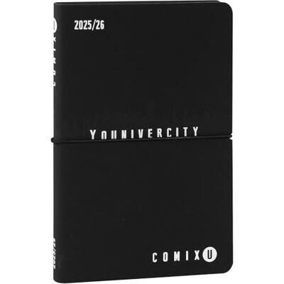 COMIX U YOUNIVERCITY Agenda hebdomadaire 2025-2026 Agenda 13 mois avec couverture souple en PU, élastique, 224 pages, idéal pour l'université, 11,8 x 18 cm, noir et blanc COMIX U YOUNIVERCITY Agenda hebdomadaire 2025-2026 Agenda 13 mois avec couverture souple en PU, élastique, 224 pages, idéal pour l'université, 11,8 x 18 cm, noir et blanc