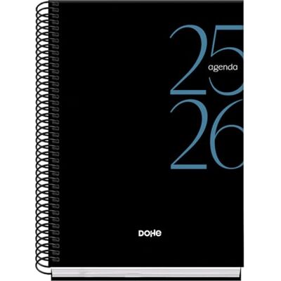 DOHE Calendrier scolaire 2025 2026 Vue hebdomadaire, format A5 (15 x 21 cm), espagnol et anglais, septembre-juin, spirale, couverture rigide SYSTÈME Noir DOHE Calendrier scolaire 2025 2026 Vue hebdomadaire, format A5 (15 x 21 cm), espagnol et anglais, septembre-juin, spirale, couverture rigide SYSTÈME Noir