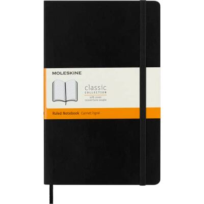 Moleskine Classic Carnet de Notes Lignées, Couverture Souple et Fermeture Elastique, Grand format 13 x 21 cm, 192 pages, Couleur Noir: Mit Falttasche für Notizen. Gummiband-Verschluß Moleskine Classic Carnet de Notes Lignées, Couverture Souple et Fermeture Elastique, Grand format 13 x 21 cm, 192 pages, Couleur Noir: Mit Falttasche für Notizen. Gummiband-Verschluß
