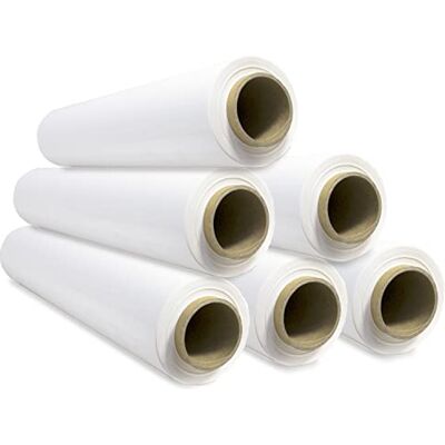 OFITURIA Film d'emballage élastique, film plastique blanc pour emballage, rouleau de plastique protecteur d'expédition et de déménagement, rouleau de 50 cm et jusqu'à 400 m étirables OFITURIA Film d'emballage élastique, film plastique blanc pour emballage, rouleau de plastique protecteur d'expédition et de déménagement, rouleau de 50 cm et jusqu'à 400 m étirables