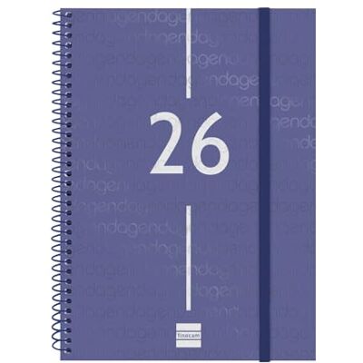 Finocam Basics Year Agenda à spirale 2026 semainier horizontal de janvier à décembre (12 mois) avec élastique et couverture en polypropylène Motif Basics Year Bleu catalan Finocam Basics Year Agenda à spirale 2026 semainier horizontal de janvier à décembre (12 mois) avec élastique et couverture en polypropylène Motif Basics Year Bleu catalan