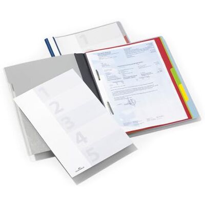 Durable Dossier d'organisation Divisoflex A4, 5 intercalaires, 255706 Couverture personnalisable en PVC transparent, capacité 100 feuilles, étiquette d'indexation, Made in Poland Durable Dossier d'organisation Divisoflex A4, 5 intercalaires, 255706 Couverture personnalisable en PVC transparent, capacité 100 feuilles, étiquette d'indexation, Made in Poland