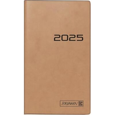 BRUNNEN Agenda de poche modèle 758 (2025), Organisateur, 1 page = 1 semaine, format A6, 80 pages, avec couverture en carton, marron BRUNNEN Agenda de poche modèle 758 (2025), Organisateur, 1 page = 1 semaine, format A6, 80 pages, avec couverture en carton, marron