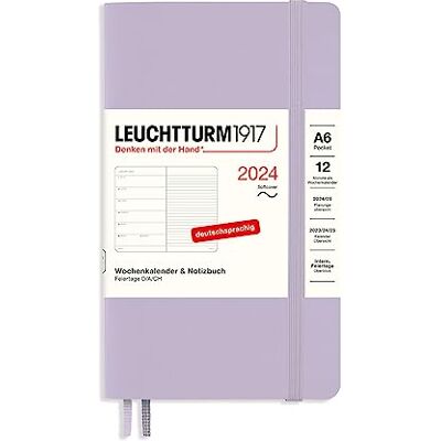 LEUCHTTURM1917 367791 Calendrier hebdomadaire et poche pour carnet (A6) 2024, couverture souple, violet, allemand, 12 mois LEUCHTTURM1917 367791 Calendrier hebdomadaire et poche pour carnet (A6) 2024, couverture souple, violet, allemand, 12 mois