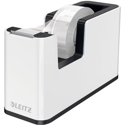 Leitz Distributeur de ruban adhésif, base lourde avec ruban adhésif, gamme Wow, blanc perle/noir Leitz Distributeur de ruban adhésif, base lourde avec ruban adhésif, gamme Wow, blanc perle/noir