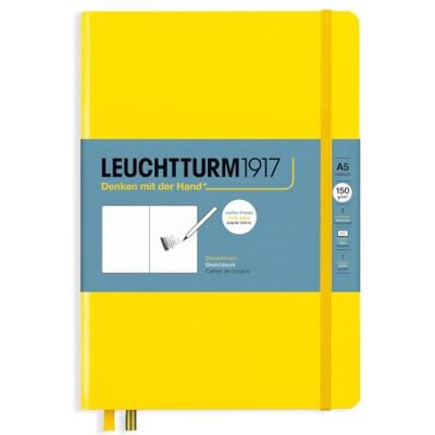 LEUCHTTURM1917 362364 Carnet de croquis Format moyen (A5), couverture rigide, 112 pages (150 g/m²), citron LEUCHTTURM1917 362364 Carnet de croquis Format moyen (A5), couverture rigide, 112 pages (150 g/m²), citron