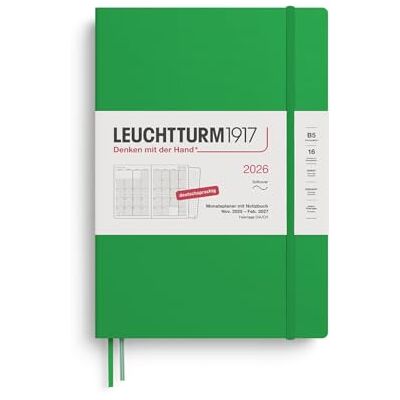 LEUCHTTURM1917 372606 Planificateur mensuel et carnet de notes Composition (B5) 2026, 16 mois (01 novembre 2025-28 février 2027), couverture souple, motif Spring Leaf, allemand LEUCHTTURM1917 372606 Planificateur mensuel et carnet de notes Composition (B5) 2026, 16 mois (01 novembre 2025-28 février 2027), couverture souple, motif Spring Leaf, allemand