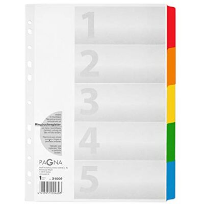 Pagna 31000-08 Lot de 5 intercalaires Blanc Format A4 Pagna 31000-08 Lot de 5 intercalaires Blanc Format A4