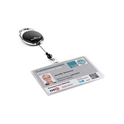 Durable 890701 Porte-badge avec enrouleur Style pour carte au format 54 x 87 mm (H x L), 1 pièce, transparent/noir Durable 890701 Porte-badge avec enrouleur Style pour carte au format 54 x 87 mm (H x L), 1 pièce, transparent/noir
