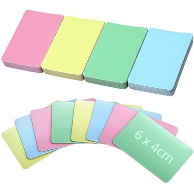 QWORK ® 48 aimants inscriptibles 6 x 4 cm en 4 couleurs pastel – Panneaux magnétiques réutilisables et durables pour tableau noir, tableau noir, réfrigérateur QWORK ® 48 aimants inscriptibles 6 x 4 cm en 4 couleurs pastel – Panneaux magnétiques réutilisables et durables pour tableau noir, tableau noir, réfrigérateur