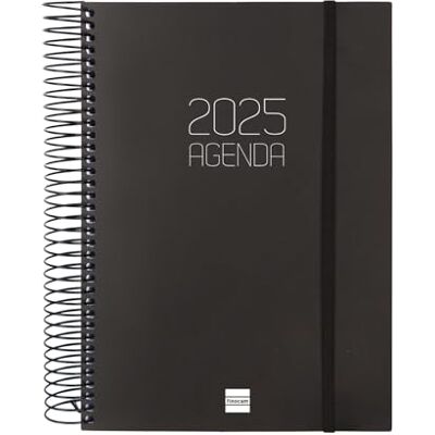 Finocam Agenda à spirale opaque 2025 1 jour par page janvier 2025 à décembre 2025 (12 mois), noir espagnol Finocam Agenda à spirale opaque 2025 1 jour par page janvier 2025 à décembre 2025 (12 mois), noir espagnol