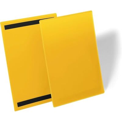 Durable Pochette porte-document, Lot de 50, Jaune, 210 x 297 mm, 174404 Format A4 portrait, fixation magnétique sur surfaces métalliques, usage logistique, film scannable, Made in Germany Durable Pochette porte-document, Lot de 50, Jaune, 210 x 297 mm, 174404 Format A4 portrait, fixation magnétique sur surfaces métalliques, usage logistique, film scannable, Made in Germany