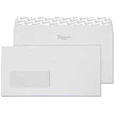 Blake Premium Business DL 110 x 220 mm avec patte autocollante et fenêtre enveloppe – Parent Pack of 25 High White Wove Blake Premium Business DL 110 x 220 mm avec patte autocollante et fenêtre enveloppe – Parent Pack of 25 High White Wove
