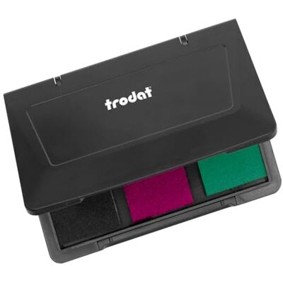 Trodat 204098 Tampon encreur en plastique noir, rose, turquoise, 10 x 8 cm Trodat 204098 Tampon encreur en plastique noir, rose, turquoise, 10 x 8 cm