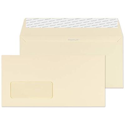 Blake Qualité supérieure et Patte autocollante format DL 110 x 220 mm 120 g/m ² Vélin portefeuille fenêtre Lot de 50 (Crème) Blake Qualité supérieure et Patte autocollante format DL 110 x 220 mm 120 g/m ² Vélin portefeuille fenêtre Lot de 50 (Crème)